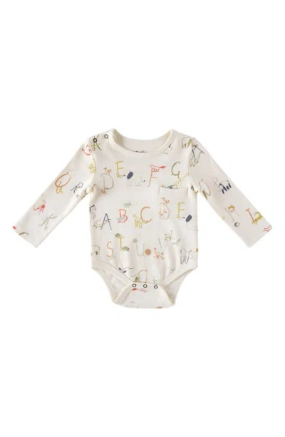 Pehr Babies' Alphabet Print Long Sleeve Organic Cotton Bodysuit In Neutral