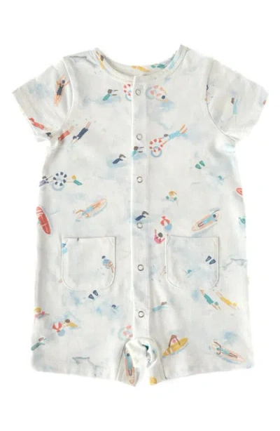 Pehr Beach Print Organic Cotton Romper In Surf