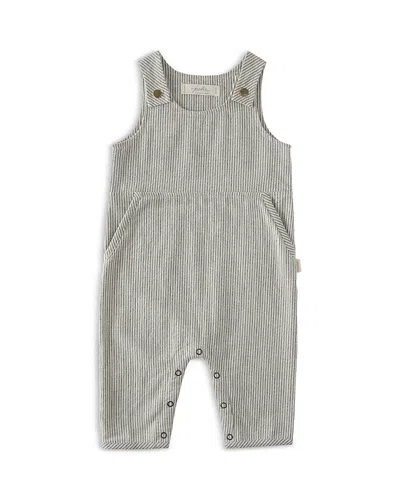 Pehr Babies'  Railroad Engineer Stripe Organic Cotton Overalls In Beige
