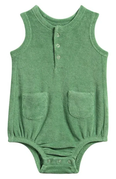 Pehr Babies'  Classic Terry Bubble Romper In Green