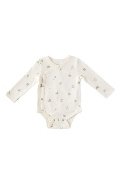 Pehr Babies' Clover Print Long Sleeve Organic Cotton Bodysuit In Neutral