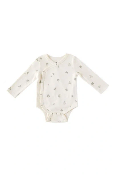 Pehr Babies' Clover Print Long Sleeve Organic Cotton Bodysuit In White