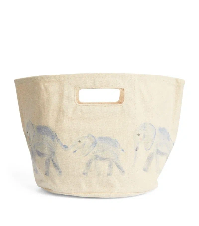 Pehr Cotton Elephant Basket (18cm) In Multi