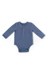 Pehr Babies' Essential Long Sleeve Organic Cotton Bodysuit In Fountain Blue