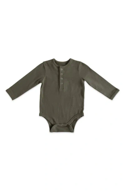 Pehr Babies' Essential Long Sleeve Organic Cotton Bodysuit In Olive