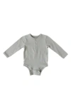 Pehr Essential Long Sleeve Organic Cotton Bodysuit In Soft Sea
