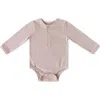 Pehr Essentials Long Sleeve Organic Cotton Blend Bodysuit In Brown