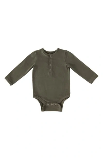 Pehr Babies'  Essentials Long Sleeve Organic Cotton Bodysuit In Green