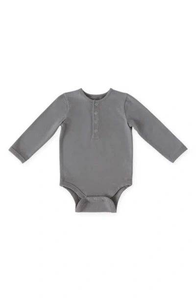 Pehr Babies'  Essentials Long Sleeve Organic Cotton Bodysuit In Gray