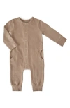 Pehr Babies'  Essentials Long Sleeve Organic Cotton Romper In Brown