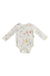Pehr Explore The World Organic Cotton Wrap Bodysuit In Explore The World