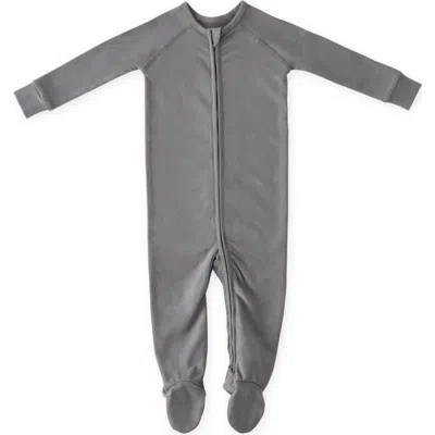 Pehr Babies'  Fitted Organic Cotton One-piece Footie Pajamas In Gray