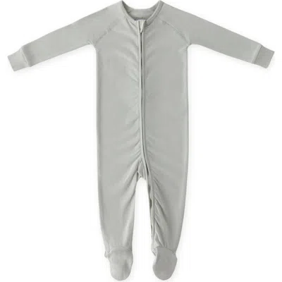 Pehr Babies'  Fitted Organic Cotton One-piece Footie Pajamas In Gray