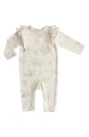 Pehr Flower Patch Organic Cotton Romper In Hatchling Fawn