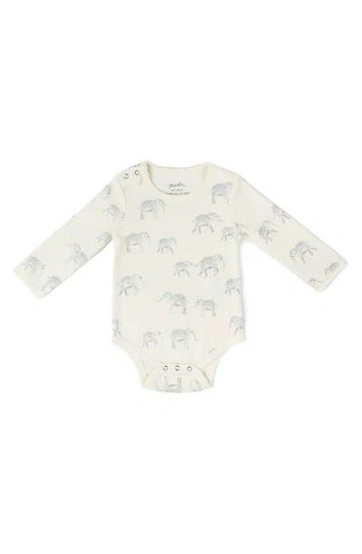 Pehr Babies' Follow Me Elephant Organic Cotton Bodysuit In White