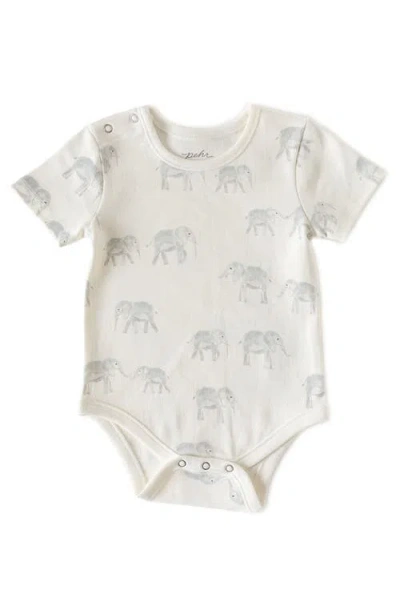 Pehr Follow Me Organic Cotton Bodysuit In Ivory/blue