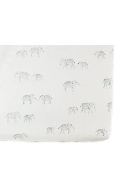 Pehr Follow Me Organic Cotton Crib Sheet In Elephant/grey