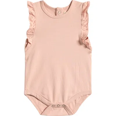Pehr Babies'  Garment Dyed Flutter Sleeve Organic Cotton Bodysuit In Pink