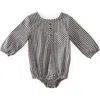 Pehr Gingham Check Long Sleeve Organic Cotton Bodysuit In Black