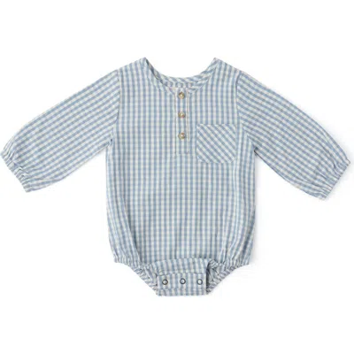 Pehr Babies'  Gingham Check Long Sleeve Organic Cotton Bodysuit In Gray