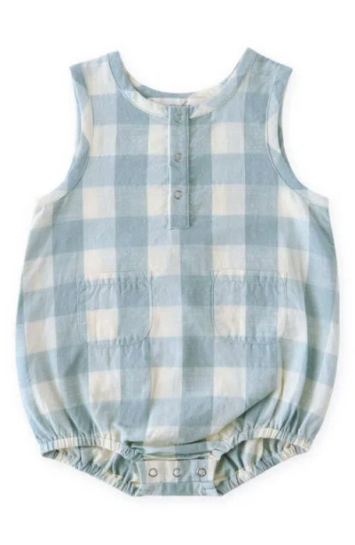 Pehr Babies'  Gingham Check Patch Pocket Organic Cotton Bubble Romper In Multi