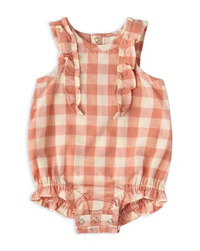 Pehr Girls' Checkmate Flutter One Piece Romper - Baby In Brown