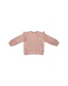Pehr Girls' French Terry Ruffle Sweatshirt - Baby In Soft Peony