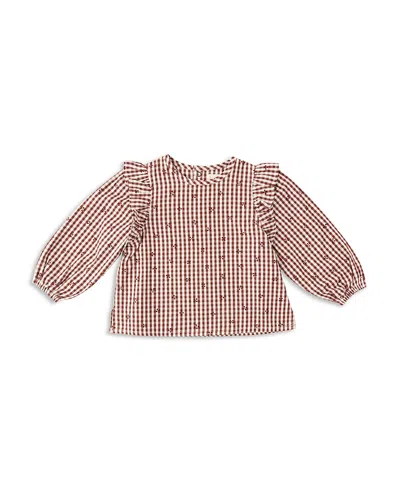 Pehr Kids' Girls' Printed Gingham Ruffled Cotton Top - Baby In Pink