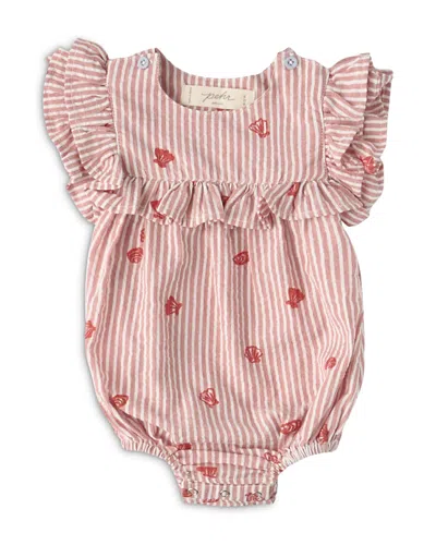Pehr Girls' Seersucker Flutter One Piece Romper - Baby In Red