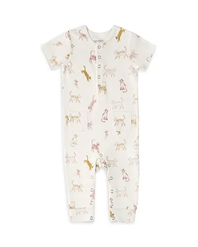 Pehr Girls' Short Sleeved Henley Romper - Baby In Multi