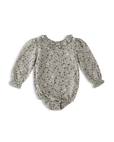 Pehr Girls' Woven Flutter Neck One Piece Bodysuit - Baby In Gray