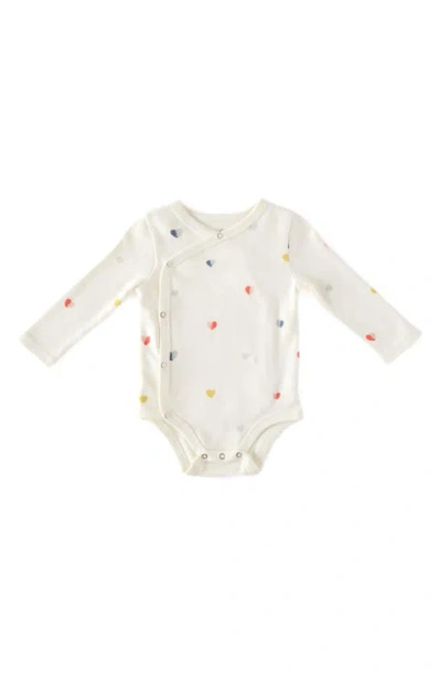Pehr Babies' Heart Print Long Sleeve Organic Cotton Bodysuit In Beige