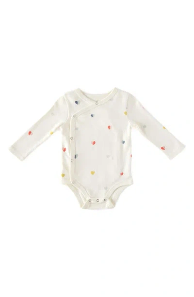 Pehr Babies' Heart Print Long Sleeve Organic Cotton Bodysuit In Neutral