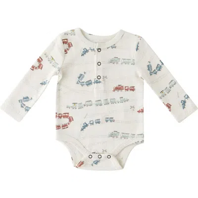 Pehr Babies'  Henley Organic Cotton Bodysuit In White