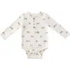 Pehr Babies'  Henley Organic Cotton Bodysuit In Beige
