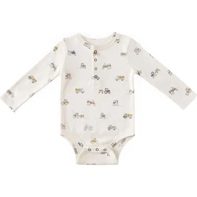 Pehr Babies'  Henley Organic Cotton Bodysuit In Beige