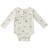 Pehr Babies'  Henley Organic Cotton Bodysuit In Leap Frog