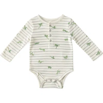 Pehr Babies'  Henley Organic Cotton Bodysuit In Leap Frog