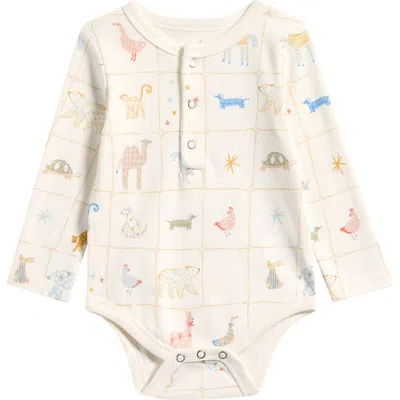 Pehr Babies'  Henley Organic Cotton Bodysuit In White