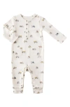 Pehr Babies'  Henley Patch Pocket Organic Cotton Romper In Beige