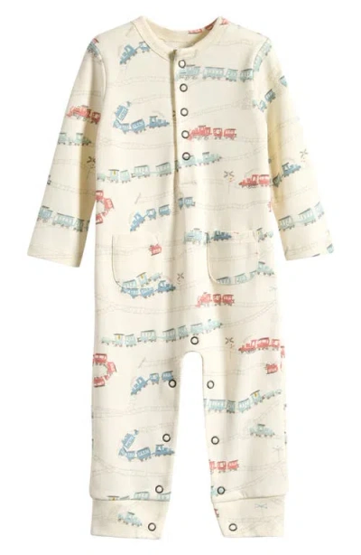 Pehr Babies'  Henley Patch Pocket Organic Cotton Romper In Neutral