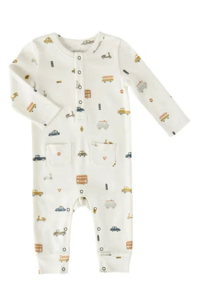 Pehr Babies'  Henley Patch Pocket Organic Cotton Romper In White