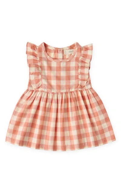 Pehr Babies'  Kids' Checkmate Flutter Sleeve Organic Cotton Dress In Orange