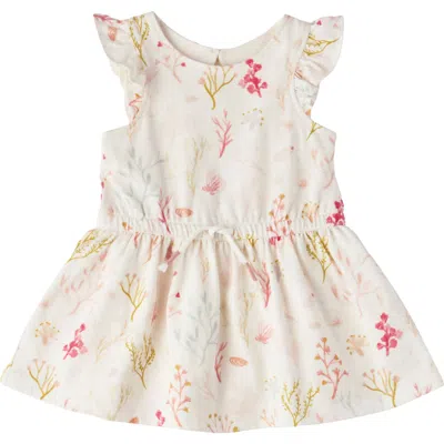 Pehr Babies'  Kids' Floral Print Flutter Sleeve Organic Cotton Cambric Dress In White