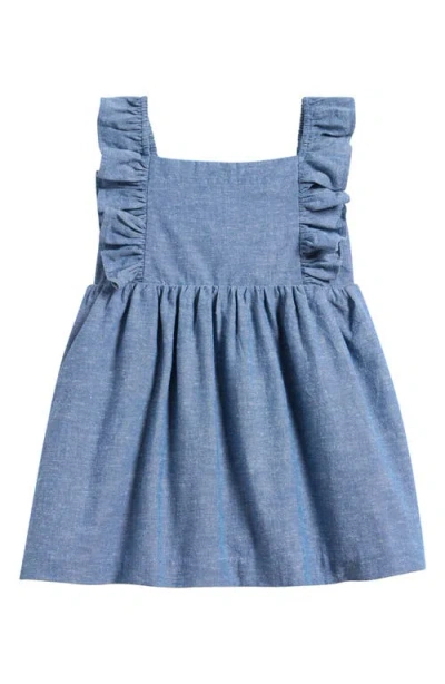 Pehr Babies'  Kids' Flutter Sleeve Chambray Dress In Blue