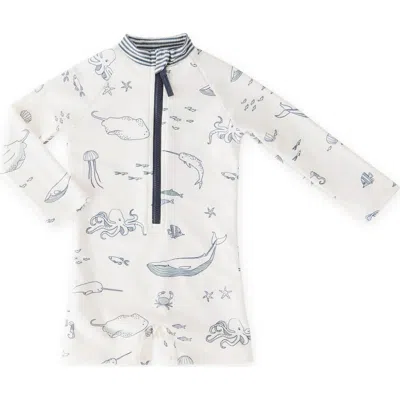 Pehr Babies'  Kids' Long Sleeve One-piece Rashguard Swimsuit In White