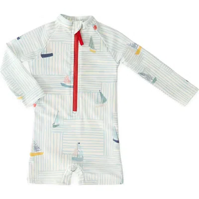 Pehr Babies'  Kids' Long Sleeve One-piece Rashguard Swimsuit In Blue