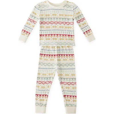 Pehr Kids' Organic Cotton Rib Fitted Pajamas In Neutral