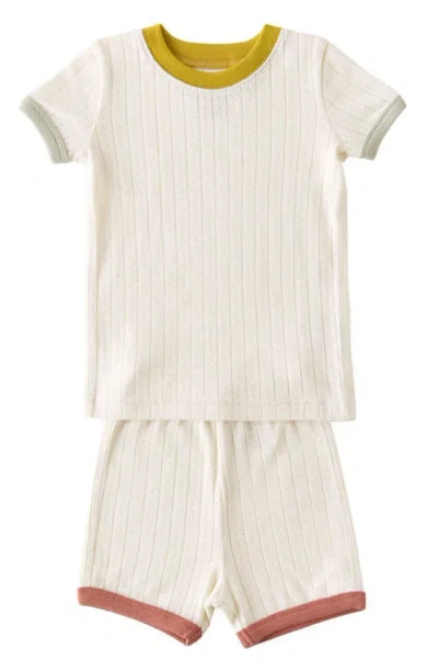 Pehr Kids' Pointelle Organic Cotton Fitted Two-piece Short Pajamas In White
