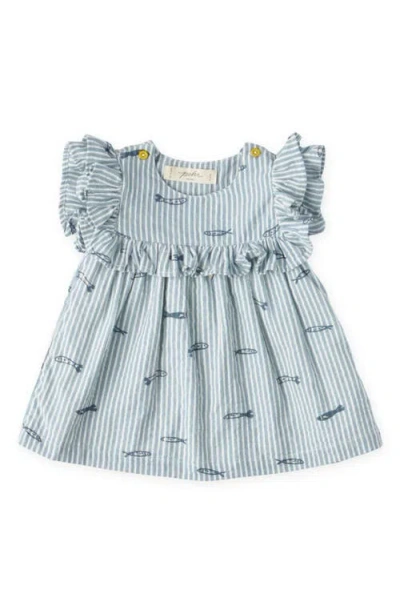 Pehr Babies'  Kids' Ruffle Organic Cotton Seersucker Dress In Blue